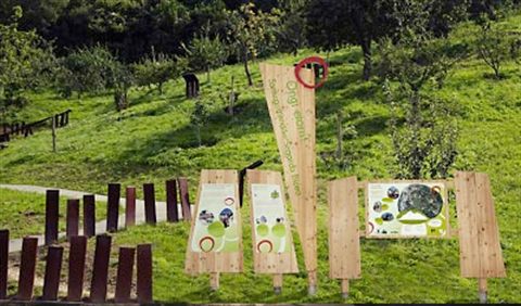Paneles sobre la sidra en Sagardoetxea, Astigarraga